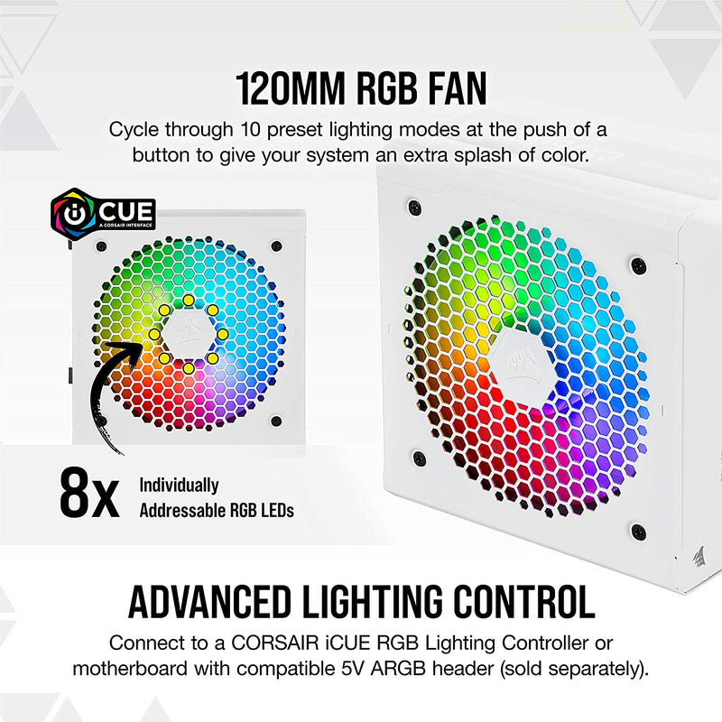 120 mm RGB fan: Control eight individually addressable RGB LEDs at the push of a button with ten preset lighting modes
