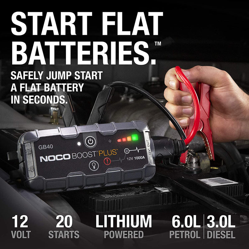 NOCO Boost Plus GB40 1000A 12V UltraSafe Portable Lithium Jump Starter, Car Battery Booster Pack, USB Powerbank, and Jump Leads