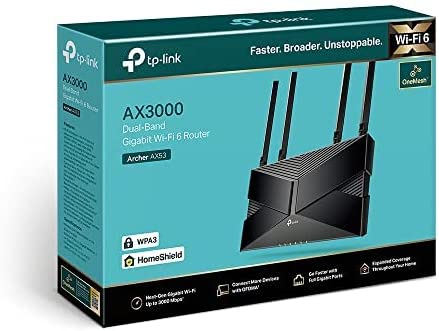 TP-Link Next-Gen Wi-Fi 6 AX3000 Mbps Gigabit Dual Band Wireless Router, Dual-Core CPU, TP-Link HomeShield, for Gaming Xbox/PS4/Steam (Archer AX53)