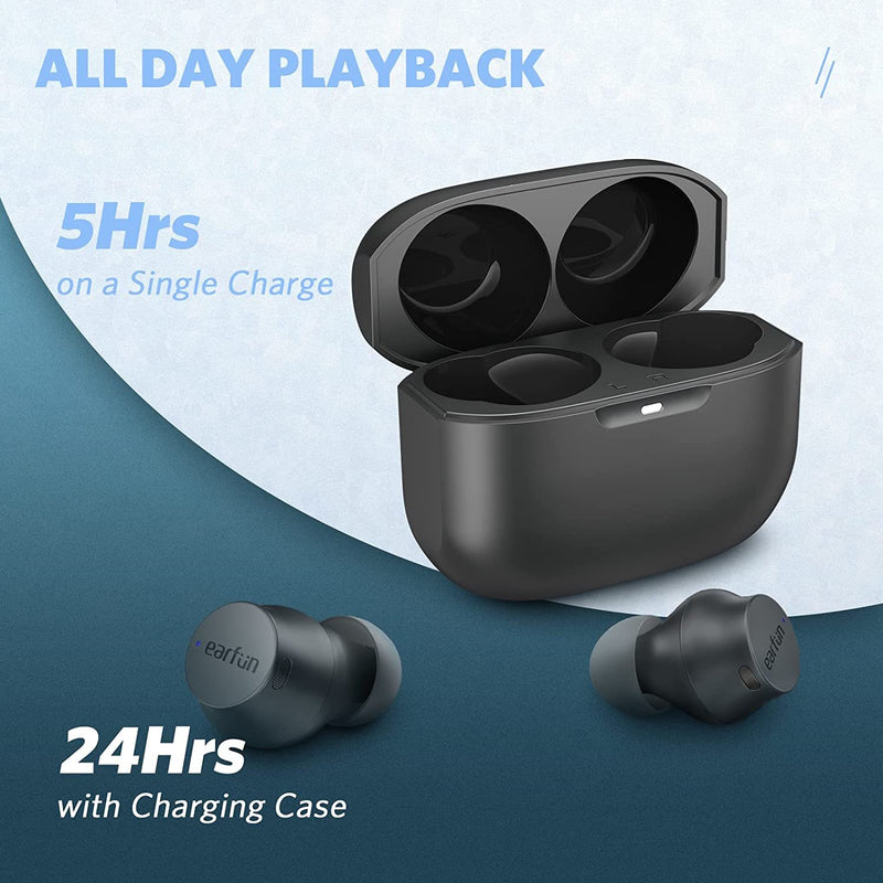 EarFun Free Mini - Wireless Earbuds, Bluetooth 5.0 Headphones, Clear Sound, IPX7 Waterproof, 24H Playtime, USB-C Quick Charge, Built-in Mic Earphones