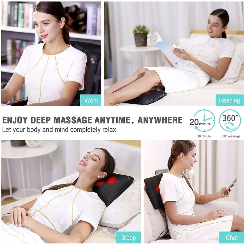 Neck Back Massager with Heat, RENPHO Shiatsu Shoulder Massager with Electric Deep Tissue Kneading Massage, Pain Relief on Waist, Leg, Calf, Foot, Arm