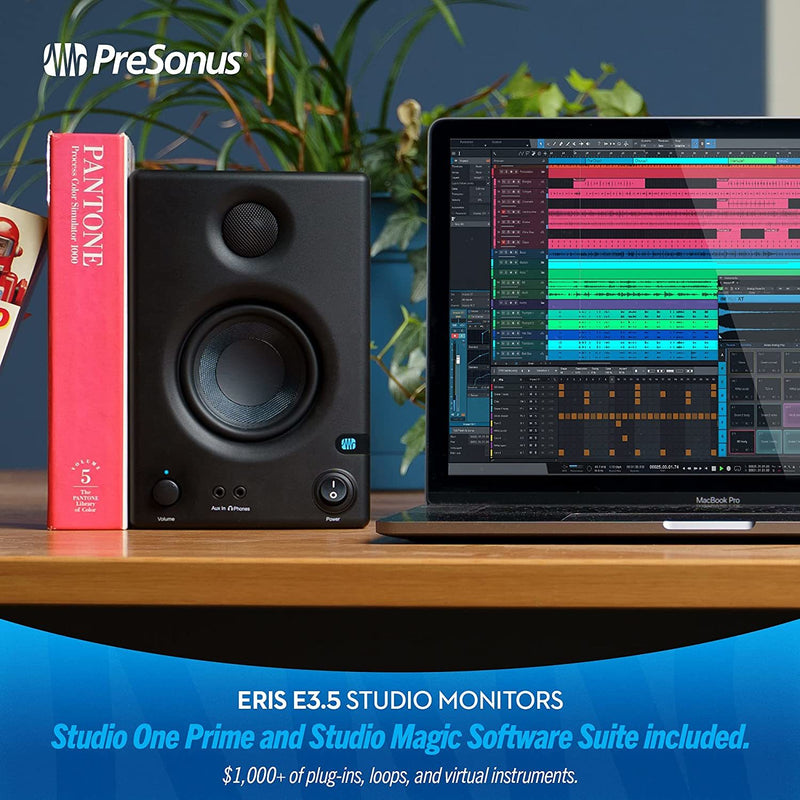 PreSonus Eris E3.5, 3.5 Inch, 2-way, High-Definition Multimedia Studio Monitors (Pair), Black
