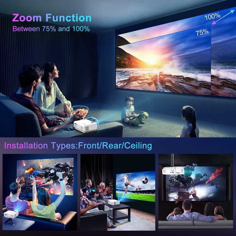【Intelligent Bluetooth Projector】 - TR21 mini projector with the latest integrated Bluetooth 5.0 HiFi stereo chip, an impressive viewing experience is achieved