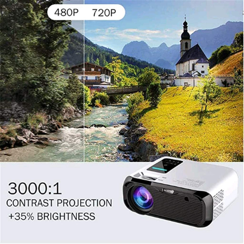Big Screen with native 720P: Projection size from 30" to 200",aspect radio 4:3/16:9 adjustable projector screen,offer native resolution 1280*720P, support full HD 1080P,3000:1 contrast, to ensure clear images, high color reproduction without eye fatigue and enjoy the fun with family and friends.