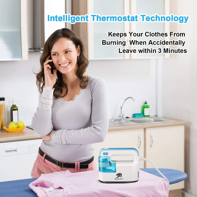 30S fast heat-up & Intelligent Thermostat Technology: powerful steam spray out within 30 seconds or less, high efficiency, constant tempreture technology keeps your clothes from burning when accidentally leave within 3 minutes.