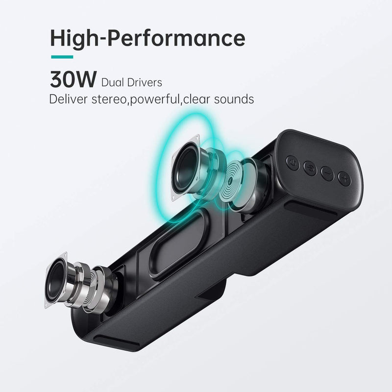 In addition, the speaker features Bluetooth 5.0 version, so you can also connect easily wireless Bluetooth devices like cellphone, pad, tablets, laptop, etc. to the sound bar.