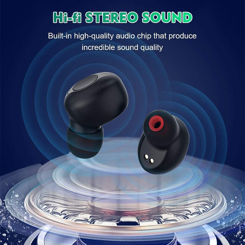 Bluetooth Wireless Earphones, True Wireless Headphones BT 5.0 Earbuds 60H Playtime Deep Bass Stereo Sound with Mic, Auto Pairing, IPX5 Waterproof