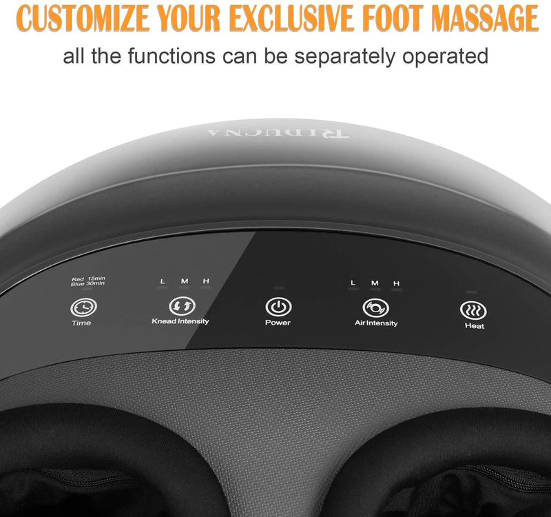 Shiatsu Foot Massager Machine with Heat - Electric Feet Massage with Adjustable Deep Tissue Kneading, Rolling, Air Compression for Foot Massage at Home and Office - Panel Control