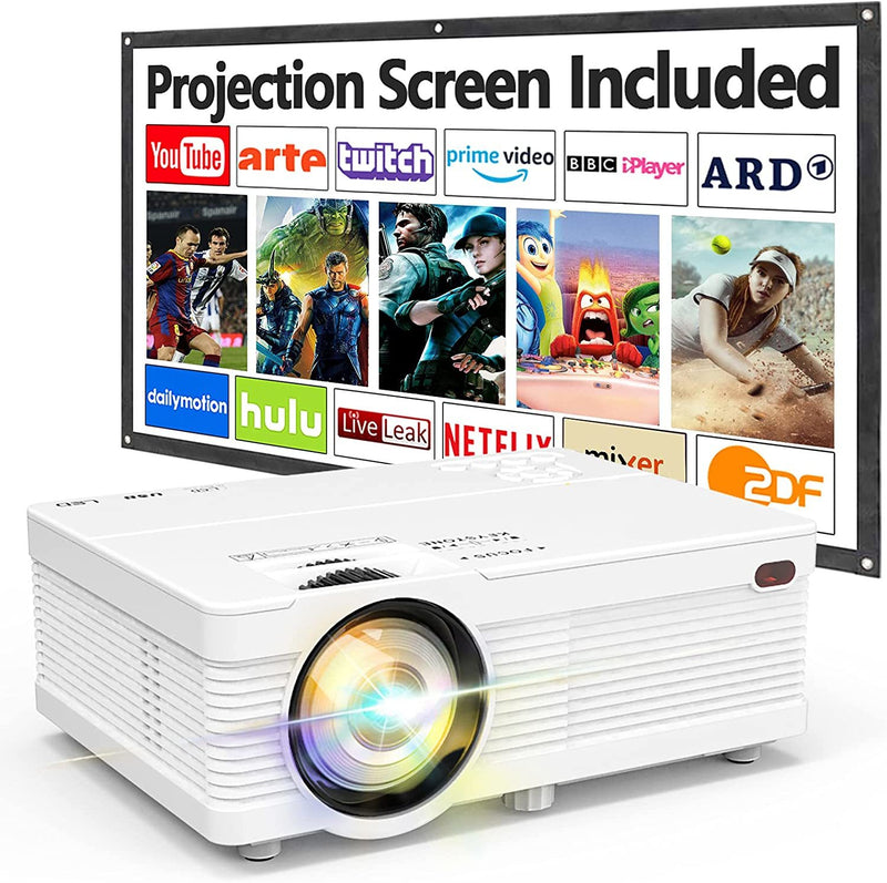 Brighter Image and More Vivid Color】This AK-81 Projector is equipped with Latest 7000 Lux LED light source and delivers a 1080P Full HD clear, dynamic and color vibrant image quality