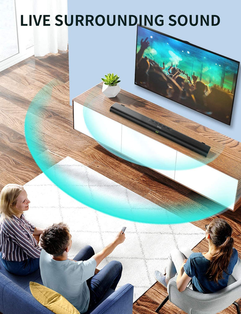 Sound Bar for TV with Built-in Subwoofer, Bluetooth 5.0