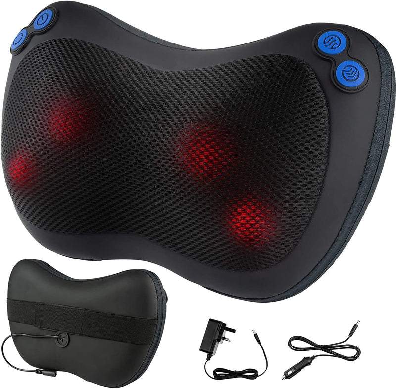 Electric Massage Pillow by Ailex - Shoulder, Neck and Back Massager with Heat to Improve Blood Circulation, Shiatsu Deep Tissue Massager