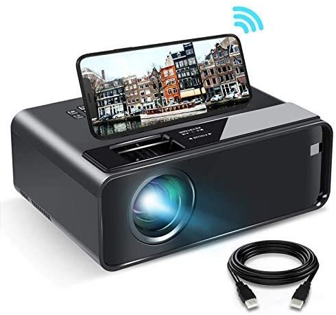 Design for Feeling & Specialty Support: Versatile and portable video projector, quipped with VGA/USB/HDMI/AV/SD/Audio/Wireless Connect, compatible with Roku Stick, Fire-TV, Chromecast, External Speakers, USB Disk, PS4/XBOX, Laptop/PC, DVD Player, Mobile Phone/iPad
