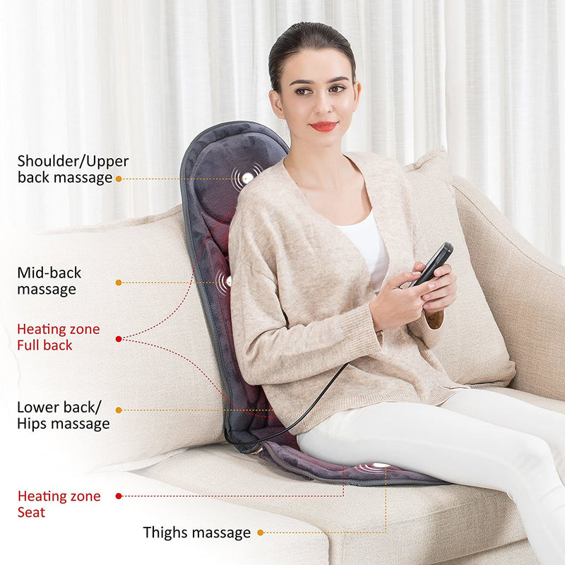 SNAILAX Vibration Massage Chair with Heat - 6 Vibrating Massage Motors, 3 Heat Levels, Back Massager, Massage Seat Cushion, Massage Chair Pad for Home Office use