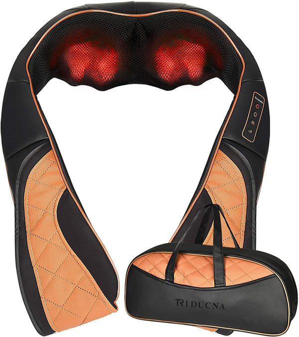 Shiatsu Neck Shoulder Massager Electric Back Massage Pillow with Heat, 3 Speed Settings, 3D Deep Tissue Kneading for Legs, Full Body Muscle, Home Office and Car Use - Carry Bag Included