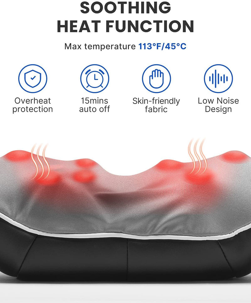 RENPHO Neck and Shoulder Back Massager with Heat, Shiatsu Electric Massage Deep Tissue 3D Kneading for Relief on Muscles