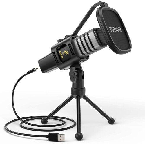TONOR USB Microphone, Cardioid Condenser Computer PC Mic with Tripod Stand, Pop Filter, Shock Mount for Gaming, Streaming, Podcasting, YouTube, Twitch